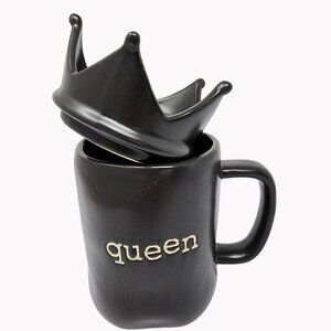 Joseph A. Black Ceramic Queen Mug With Crown Lid
